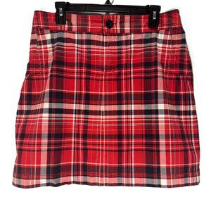 Christopher & Banks Red Plaid Skort – Women’s Size 12 – Stretchy Preppy Academia